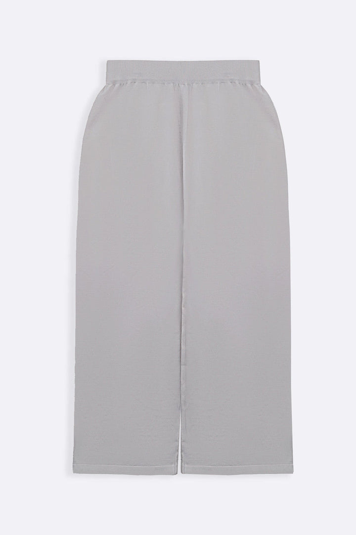 CREAM SOFT-KNIT STRAIGHT TROUSERS