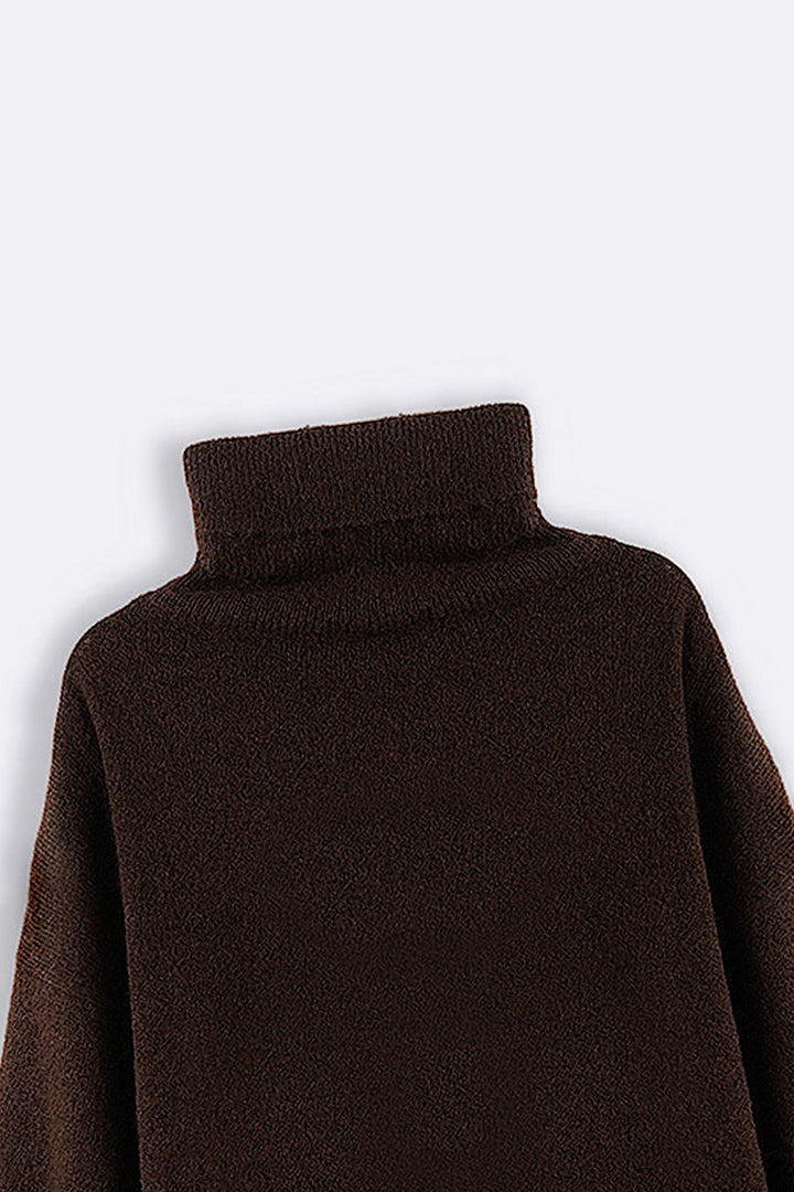 BROWN MANHATTAN HIGH NECK SWEATER