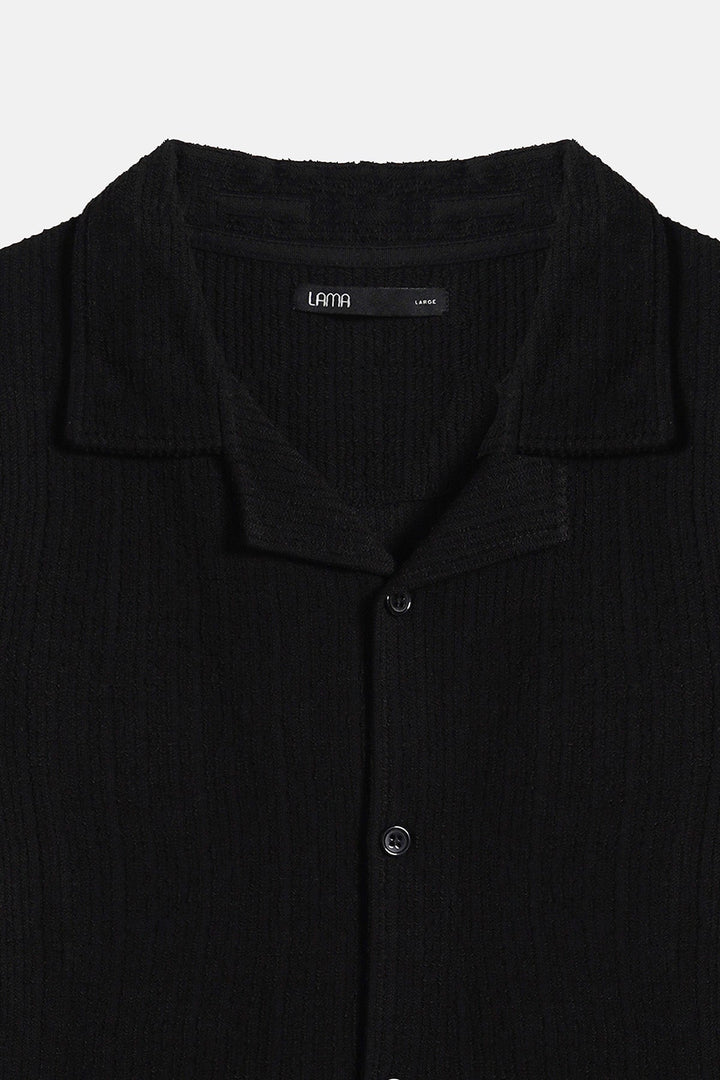 BLACK RESORT COLLAR SHIRT