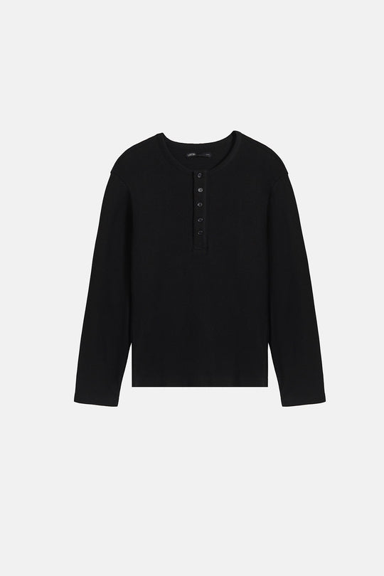 BLACK SLIM-FIT HENLEY