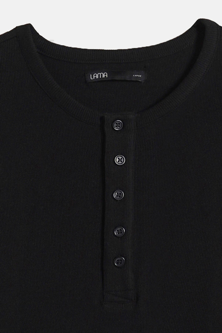 BLACK SLIM-FIT HENLEY