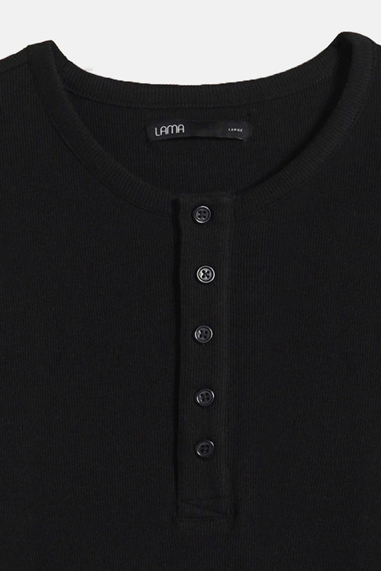 BLACK SLIM-FIT HENLEY