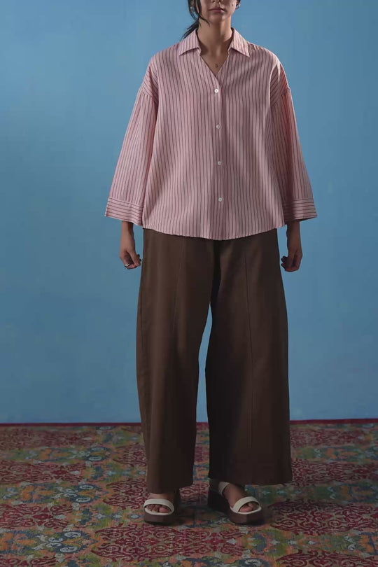 PINK SALMON PINSTRIPE SHIRT