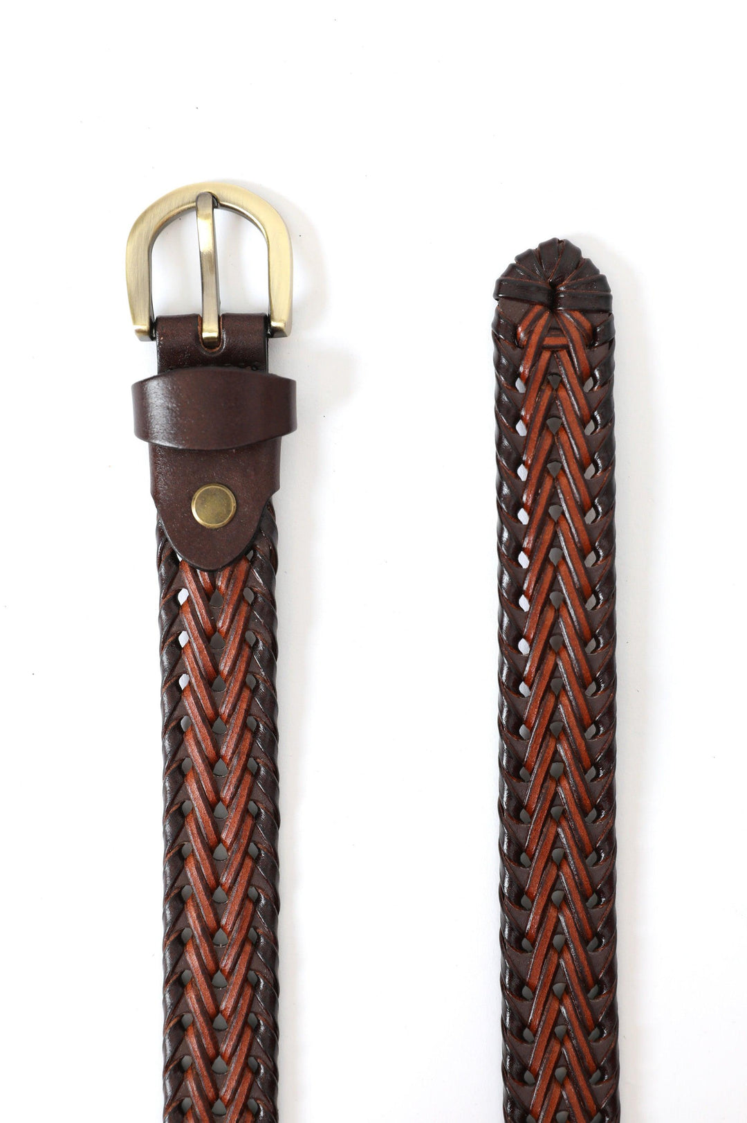 BROWN SLIM WOVEN BELT